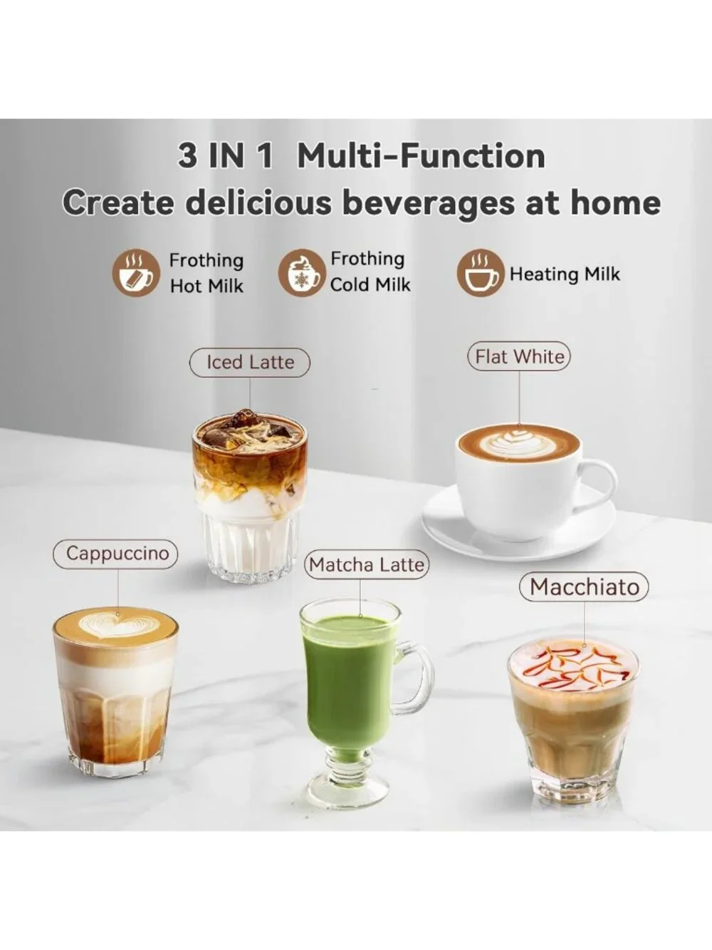 Electric Milk Frother & Steamer - Automatic Hot & Cold Foam Maker, Easy Clean